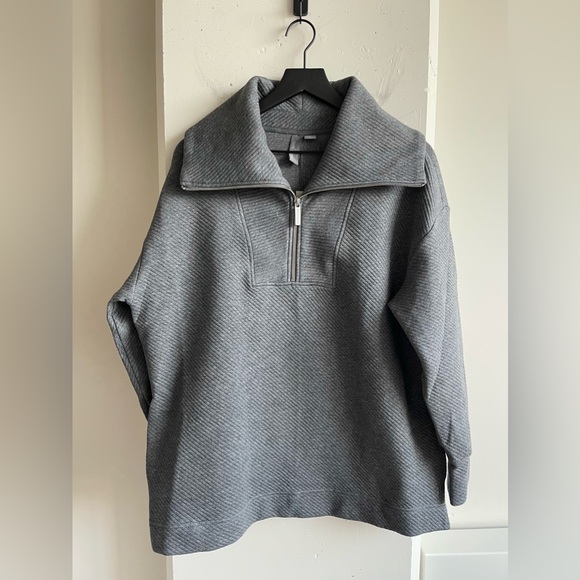 Sweaty Betty Radiant Half Zip Sweatshirt in Charcoal Grey Marl Size L - Picture 2 of 7